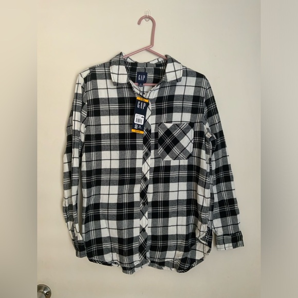 New With Tags Women Medium Gap Flannel black and white - Picture 1 of 7